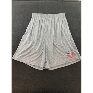 Men's Gray RW‎ Athletic Shorts Performance Polyester Large Gym Workout